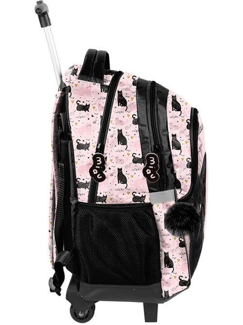Rugzak op wieltjes Kat Zwart Prinses 48 cm telescopische handgreep reflecterend - Kiabi