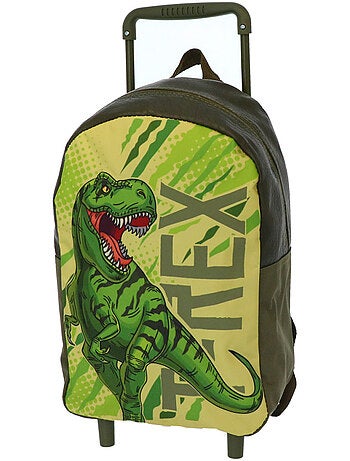 Rugzak op wieltjes kinderen Dinosaurus T‑Rex 34 cm – trolley voor kleuters