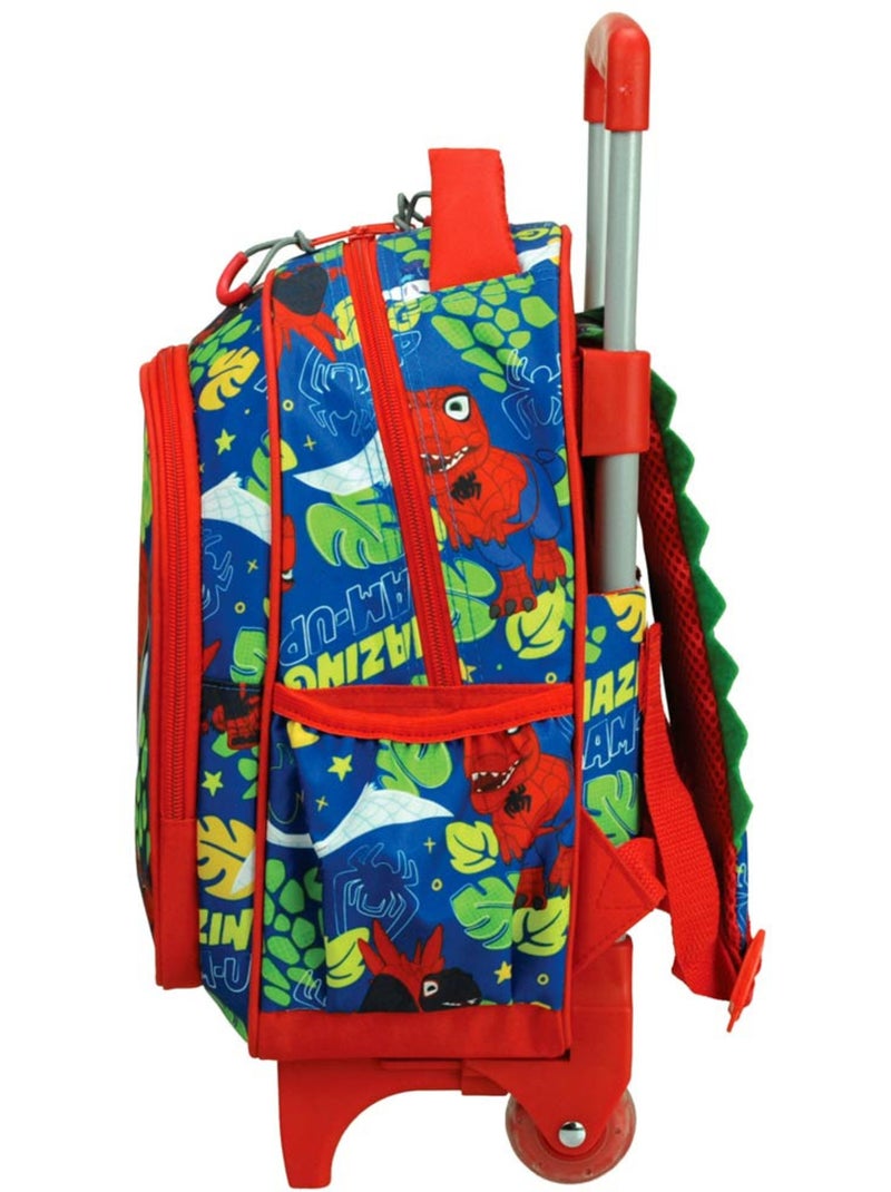 Rugzak op wieltjes kleuterschool Dino-Webs met telescopische handgreep Spidey Blauw Rood Blauw - Kiabi