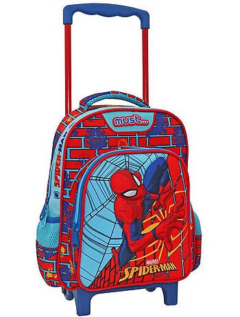 Rugzak op wieltjes kleuterschool Spider-Man bedrukt textiel met telescopische handgreep