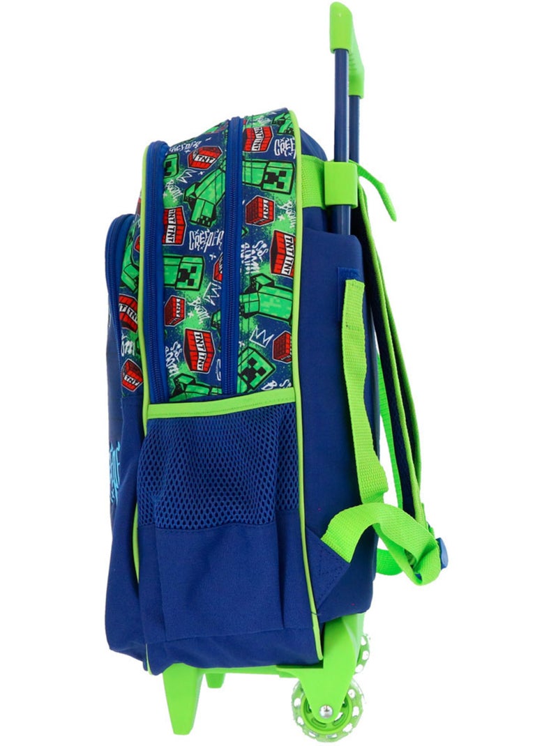 Rugzak op wieltjes Minecraft Creeper 48 cm 2 vakken Minecraft Zwart Marineblauw Blauw - Kiabi