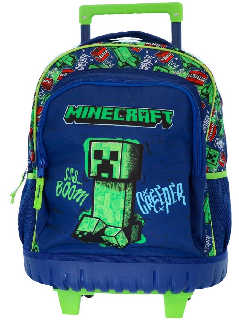 Rugzak op wieltjes Minecraft Creeper Boom 43 cm met telescopische handgreep Wit Rood - Kiabi