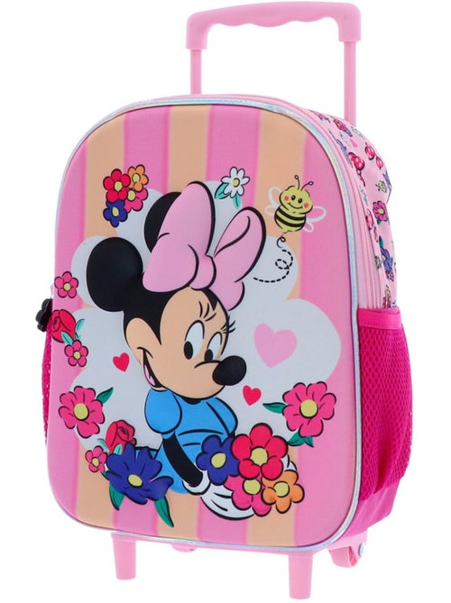 Rugzak op wieltjes Minnie bloemen 3D textiel 36 cm - Kiabi