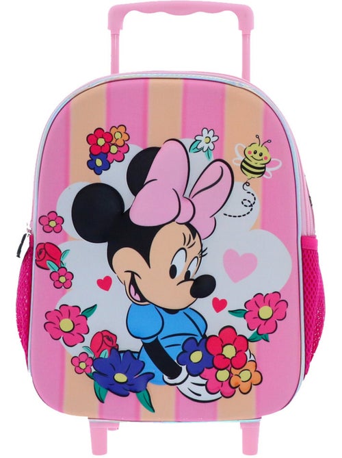 Rugzak op wieltjes Minnie bloemen 3D textiel 36 cm - Kiabi