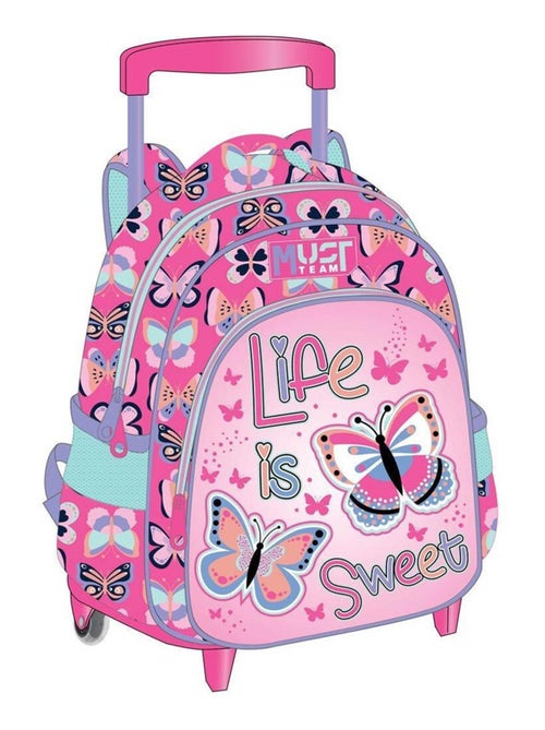 Rugzak op wieltjes Must Vlinders Life is Sweet 31 cm Trolley - Kleuterschool - Kiabi Rugzak op wieltjes Must Vlinders Life is Sweet 31 cm Trolley - Kleuterschool - Kiabi