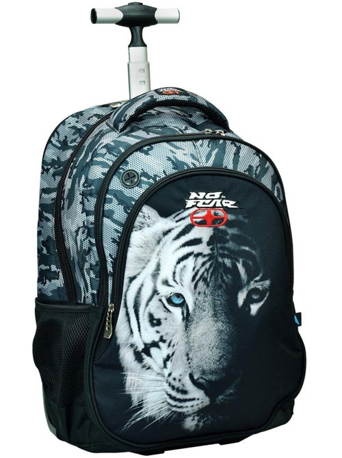Rugzak op wieltjes no fear tijger wit 48 cm - trolley school 2 vakken - Kiabi Rugzak op wieltjes no fear tijger wit 48 cm - trolley school 2 vakken - Kiabi