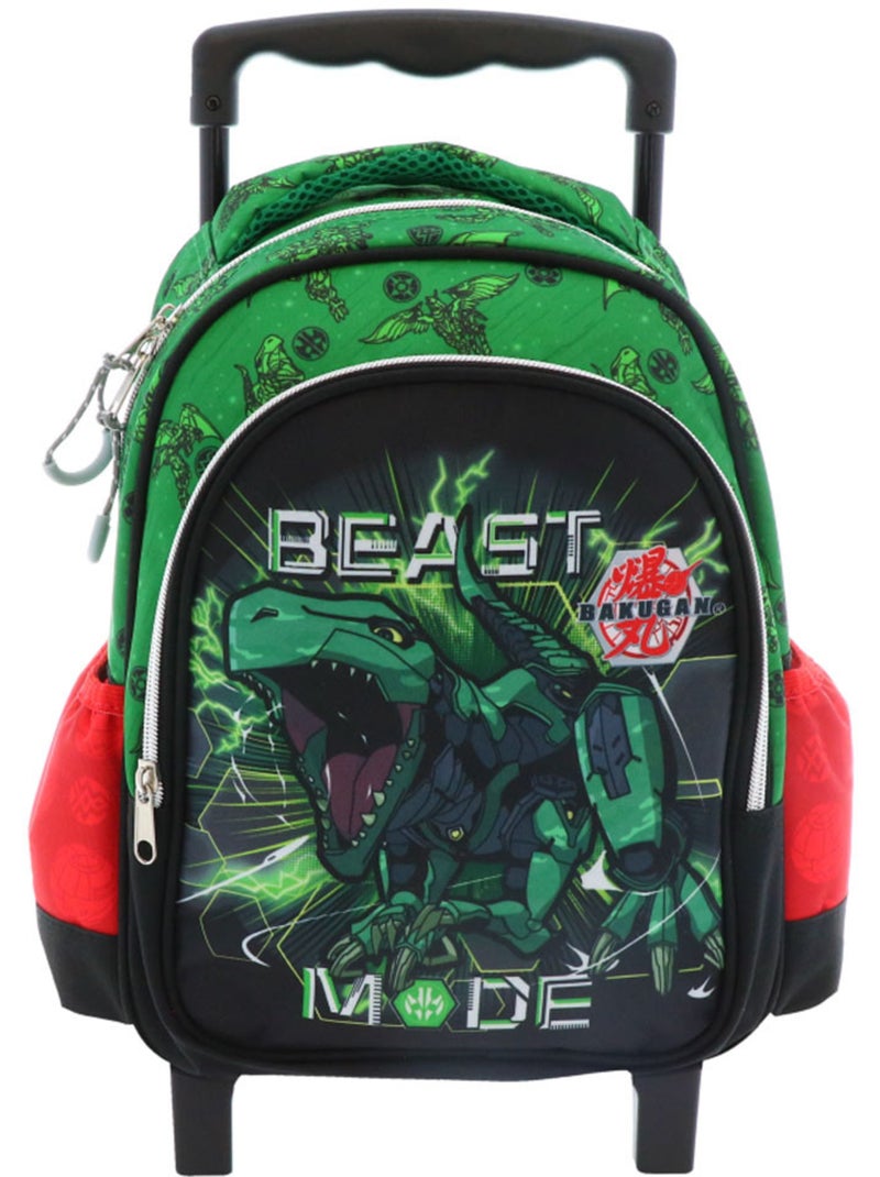 Rugzak op wieltjes school Bakugan met PVC gelamineerd en telescopische handgreep Lichtgroenblauw - Kiabi