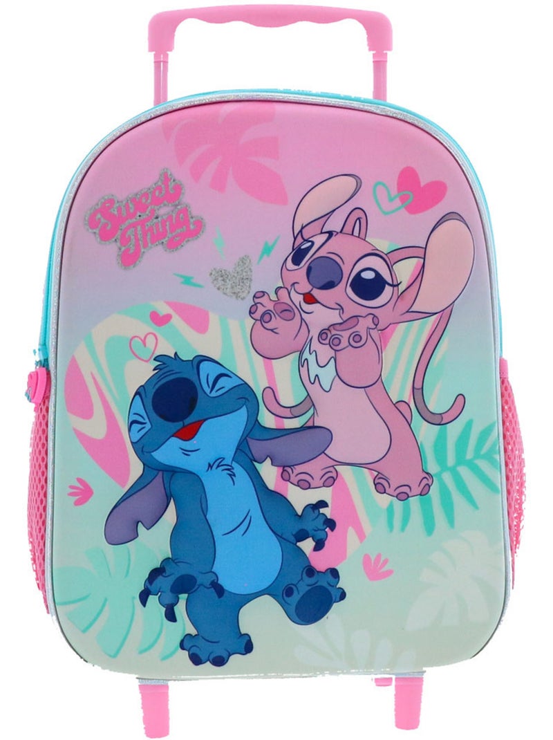 Rugzak op wieltjes stevig 3D Stitch & Angel 36 cm Lilo & Stitch Roze pastel/Transparant - Kiabi