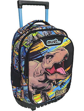 Rugzak op wieltjes T-Rex motief textiel