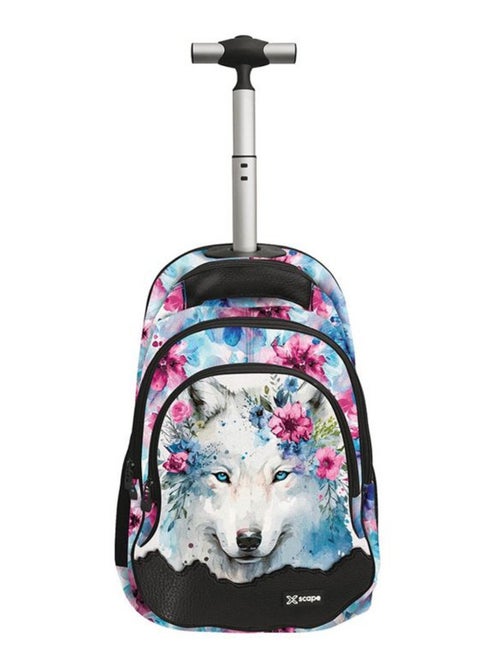 Rugzak op wieltjes Wolf Bloemen 44 cm - 2 vakken - Kiabi Rugzak op wieltjes Wolf Bloemen 44 cm - 2 vakken - Kiabi