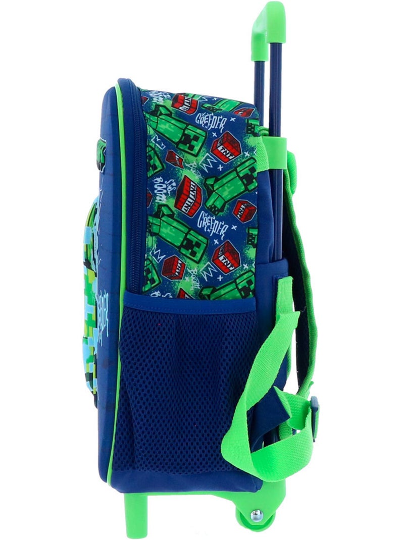 Rugzak roulant Minecraft Creeper 32 cm met telescopische handgreep Groen - Kiabi