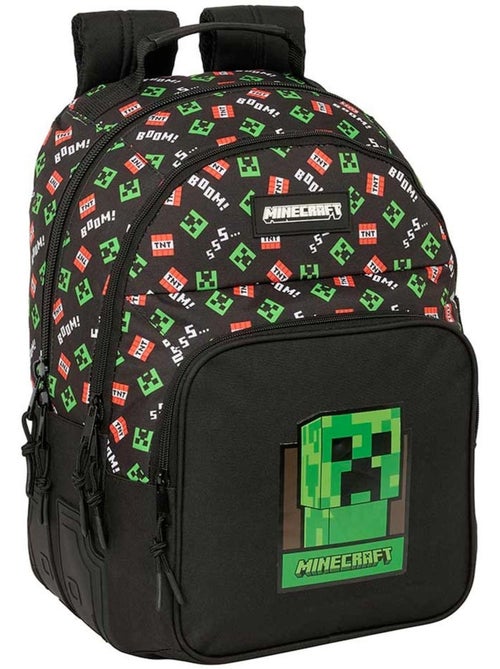 Rugzak school Minecraft Creeper 2 vakken met ritssluiting 42 x 32 x 15 - Kiabi