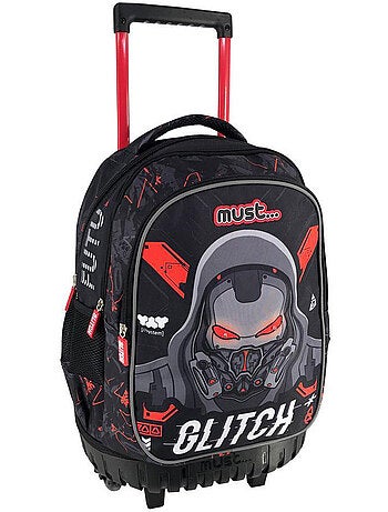 Rugzak trolley basisschool Glitch 3 vakken 30L 45x34x20 cm Must
