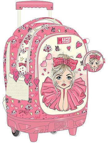 Rugzak trolley Basisschool Must Team Pretty Girl 3 vakken 30 L