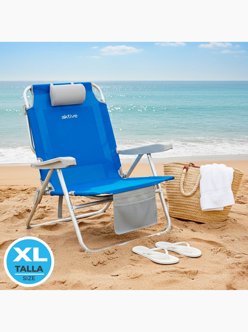 Rugzak voor strandstoel 55x66x86 cm 110 kg met kussen, tas en vak aktive Blauw - Kiabi