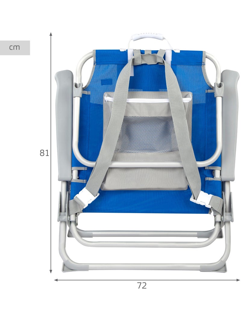 Rugzak voor strandstoel 55x66x86 cm 110 kg met kussen, tas en vak aktive Blauw - Kiabi
