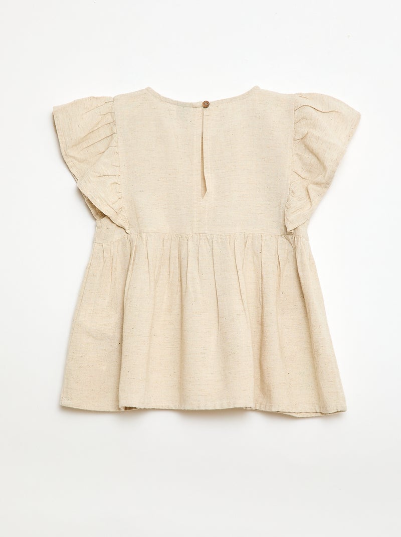 Ruime blouse van gemengd linnen Wit - Kiabi