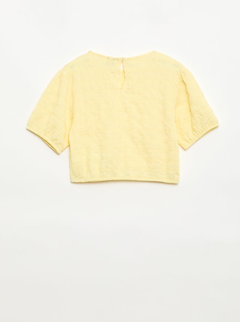 Ruimvallend T-shirt van fantasietricot Geel - Kiabi
