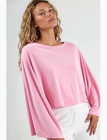 Ruimvallende blouse met boothals busem