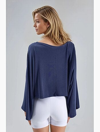 Ruimvallende blouse met boothals busem