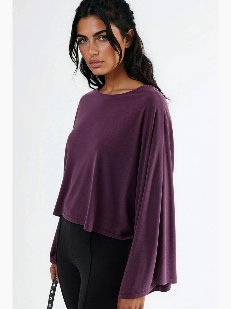 Ruimvallende blouse met boothals busem Mauve - Kiabi