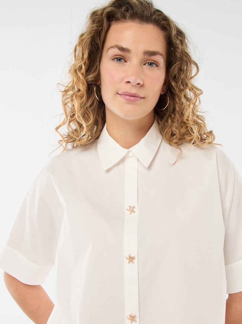 Ruimvallende blouse met knoopjes in stervorm Wit - Kiabi