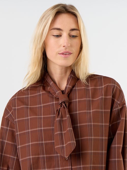 Ruimvallende blouse met lange mouwen en lavallièrekraag - Kiabi