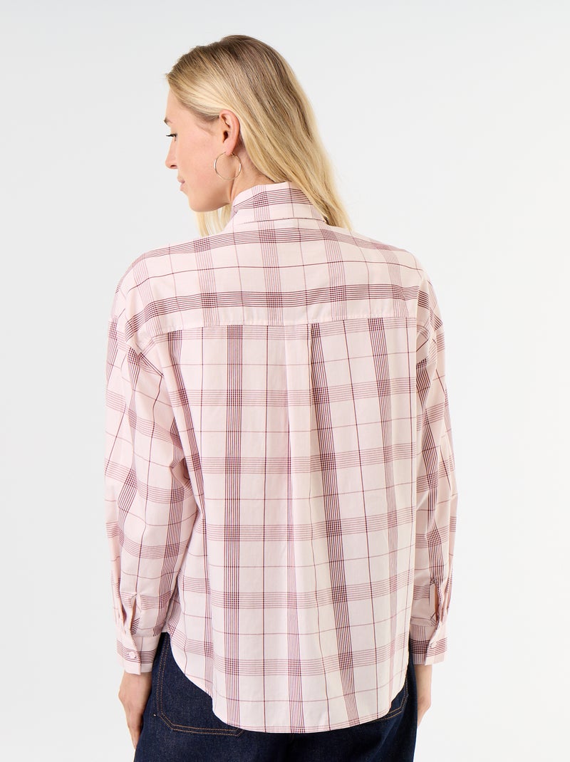 Ruimvallende blouse met lange mouwen en lavallièrekraag Rose - Kiabi