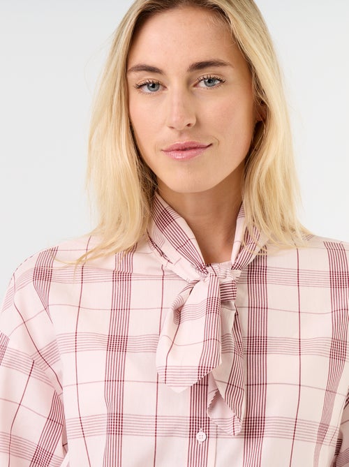 Ruimvallende blouse met lange mouwen en lavallièrekraag - Kiabi