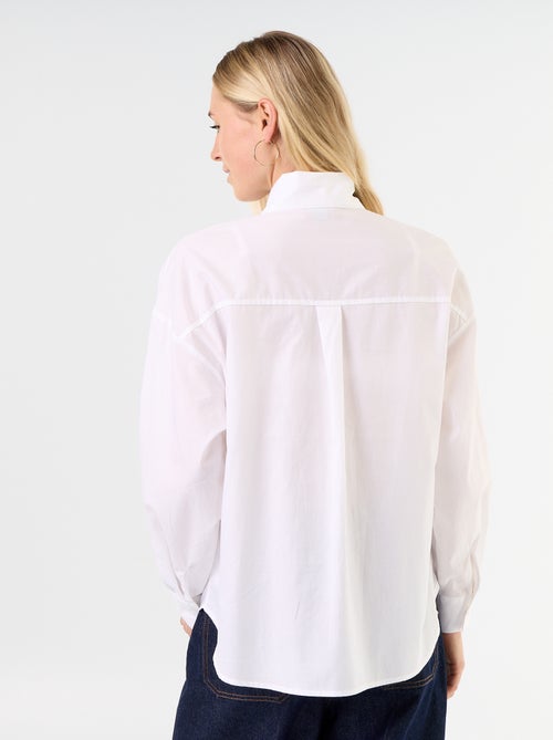 Ruimvallende blouse met lange mouwen en lavallièrekraag - Kiabi