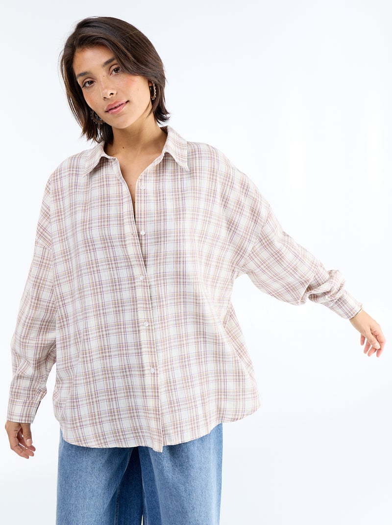 Ruitjesoverhemd Biege - Kiabi