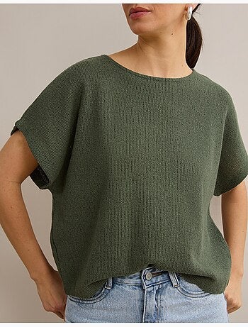 Rustiek gebreid t-shirt, mo fashion