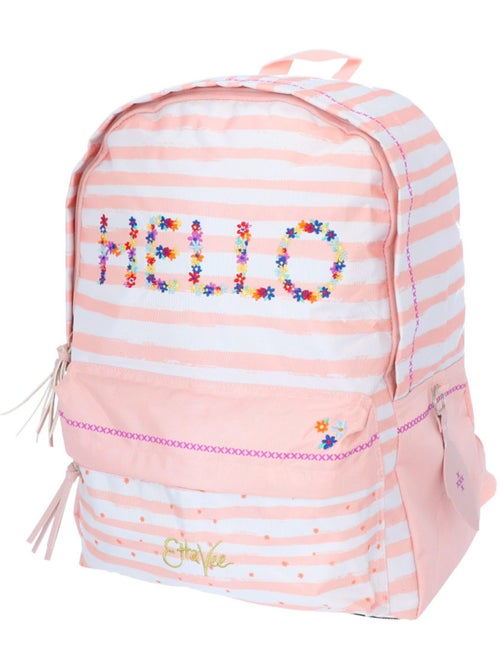 Sac à dos 2 compartiments toile imprimée Ettavee Hello - Kiabi Sac à dos 2 compartiments toile imprimée Ettavee Hello - Kiabi