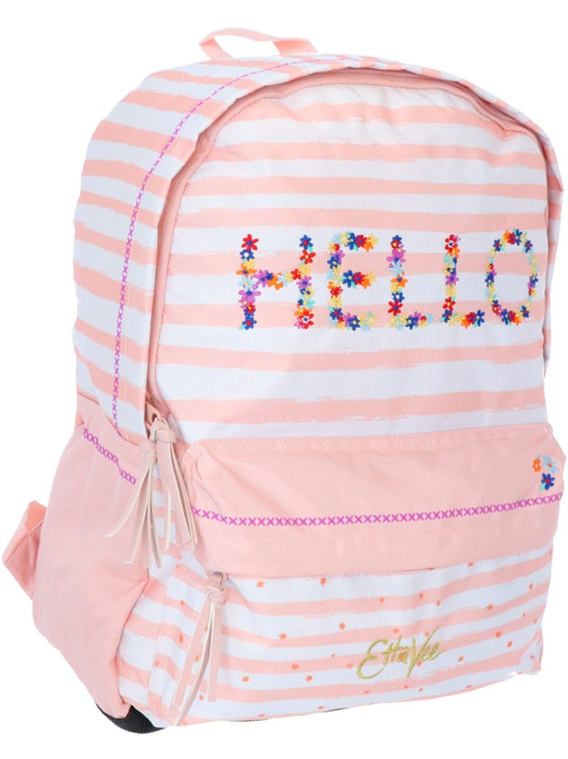 Sac à dos 2 compartiments toile imprimée Ettavee Hello Rose pastel/Menthe/Blanc/Beige - Kiabi
