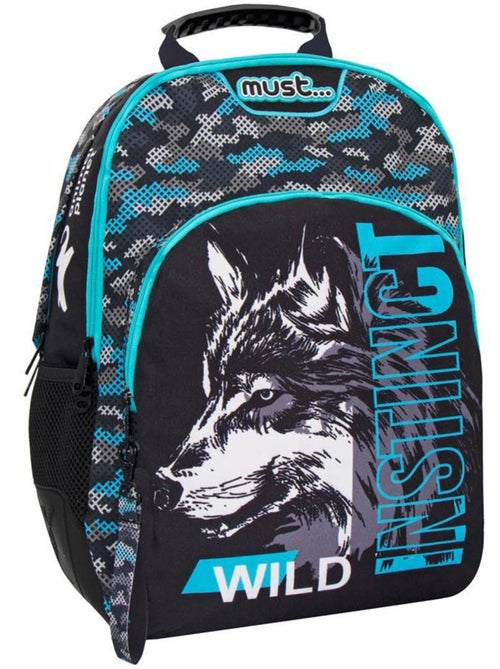 Sac à dos 45 cm 'Animal Planet' à motif loup 3 compartiments CMP - Kiabi