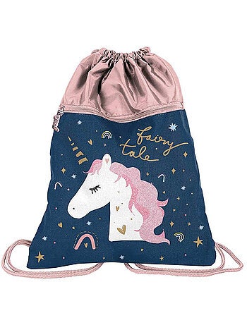 Sac à dos à cordons PASO licorne et conte de fées 45 x 34 cm à zip