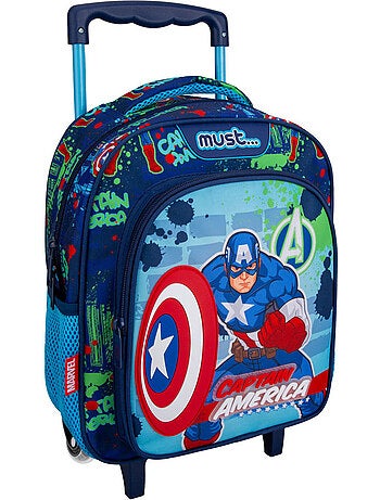 Sac à dos à roulettes Avengers Captain America motif bouclier en polyester