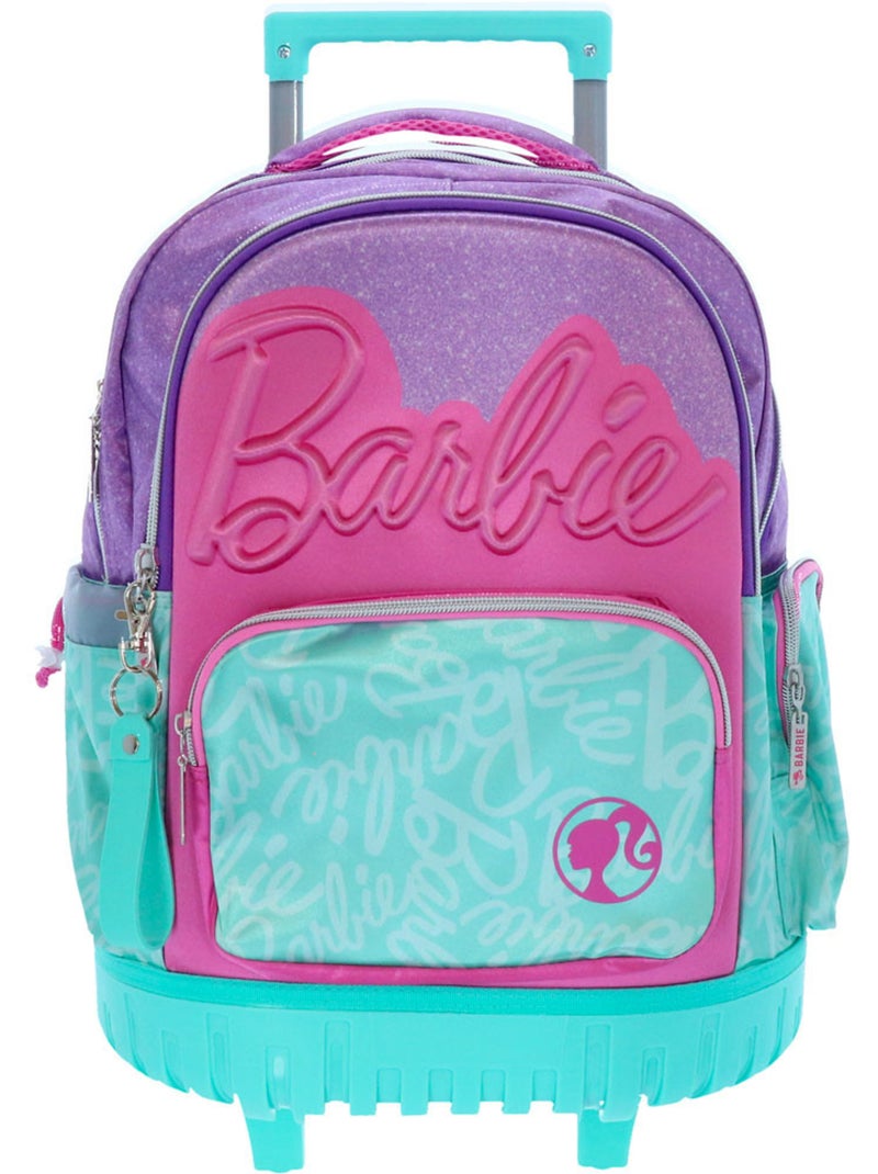 Sac à dos à roulettes Barbie 4 roues pailleté 46 cm Turquoise - Kiabi