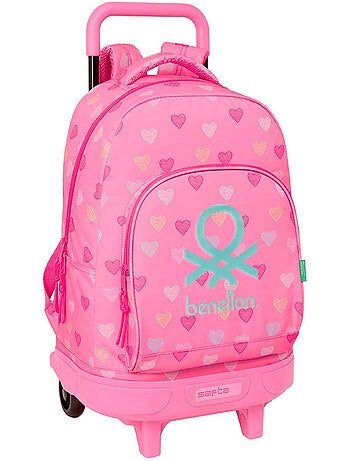 Sac à dos à roulettes Benetton motif cœurs 22L 33 x 45 x 22 cm CMP