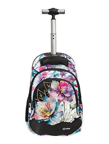 Sac à dos à roulettes Fleur Aquarelle 44 CM - 2 cpt
