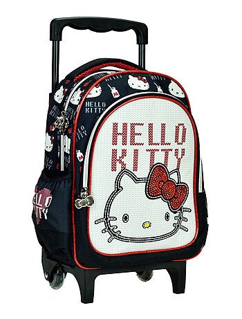 Sac à dos à roulettes hello kitty heart strass 30 cm trolley maternelle