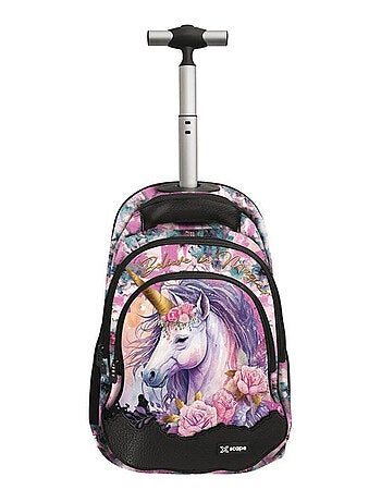 Sac à dos à roulettes Licorne Magique 44 CM - 2 cpt