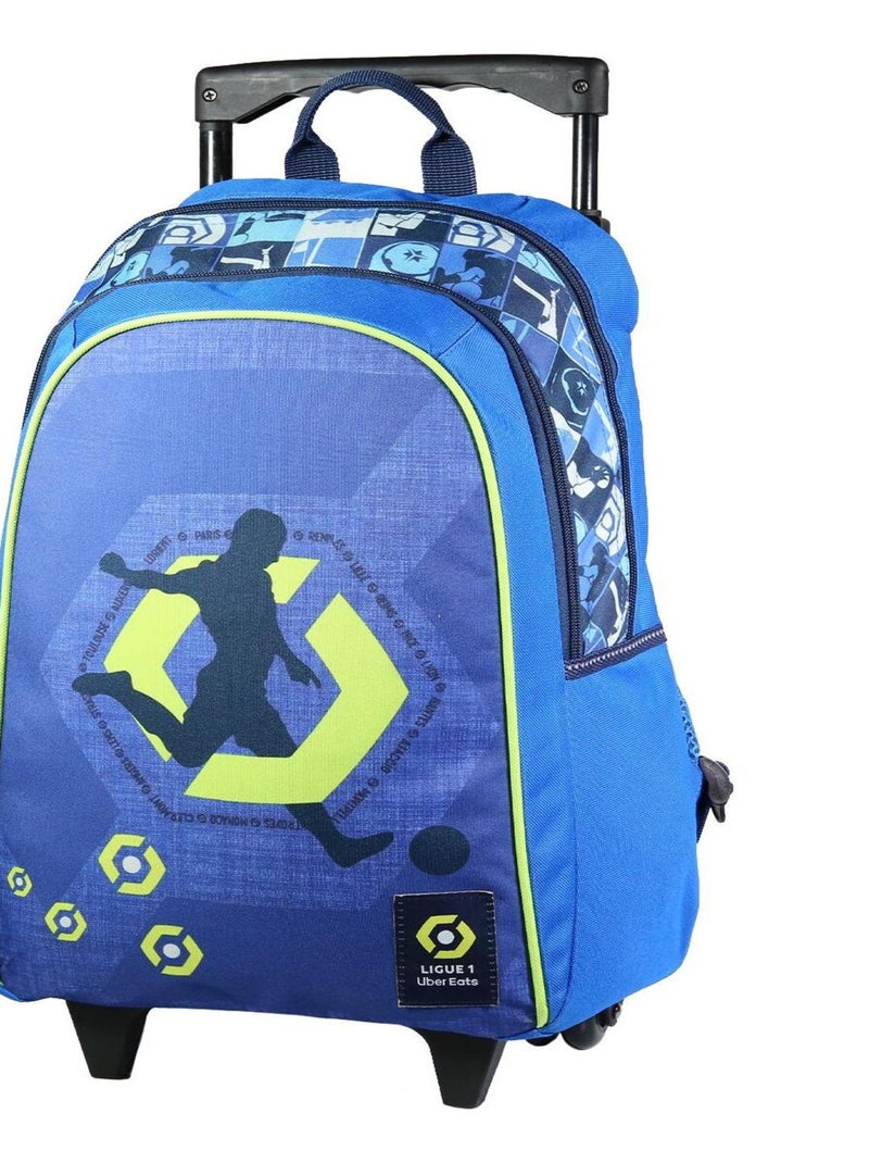 Sac à dos à roulettes Ligue 1 Bagtrotter 45 cm polyester 2 compartiments zippés Bleu - Kiabi