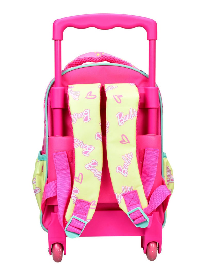 Sac à dos à roulettes maternelle - Barbie imprimé Chewing-gum - Compact et pratique Rose bonbon - Kiabi