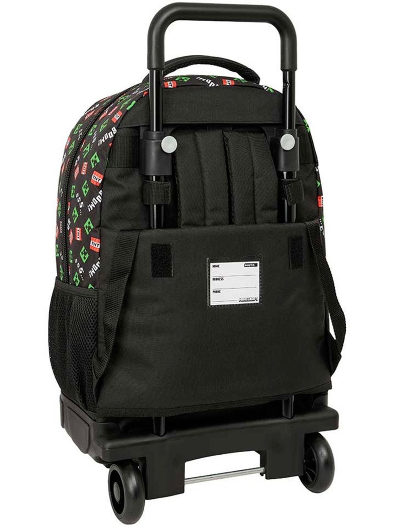 Sac à dos à roulettes Minecraft Creeper 22 L avec poignée télescopique 45 cm Noir - Kiabi