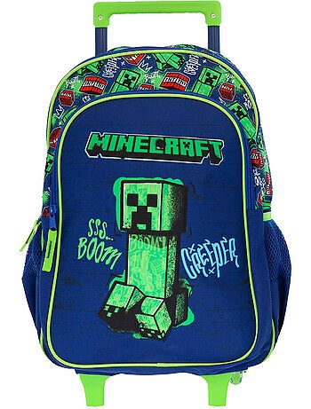 Sac à dos à roulettes Minecraft Creeper 48 cm 2 compartiments Minecraft