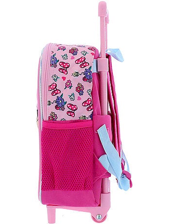 Sac à dos à roulettes Minnie fleurs 3D textile 36 cm