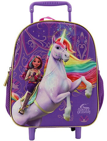 Sac à dos à roulettes motif 3D licorne
