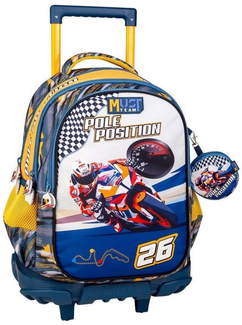 Sac à Dos à Roulettes Moto Pole Position 45 CM - Trolley scolaire - Kiabi Sac à Dos à Roulettes Moto Pole Position 45 CM - Trolley scolaire - Kiabi