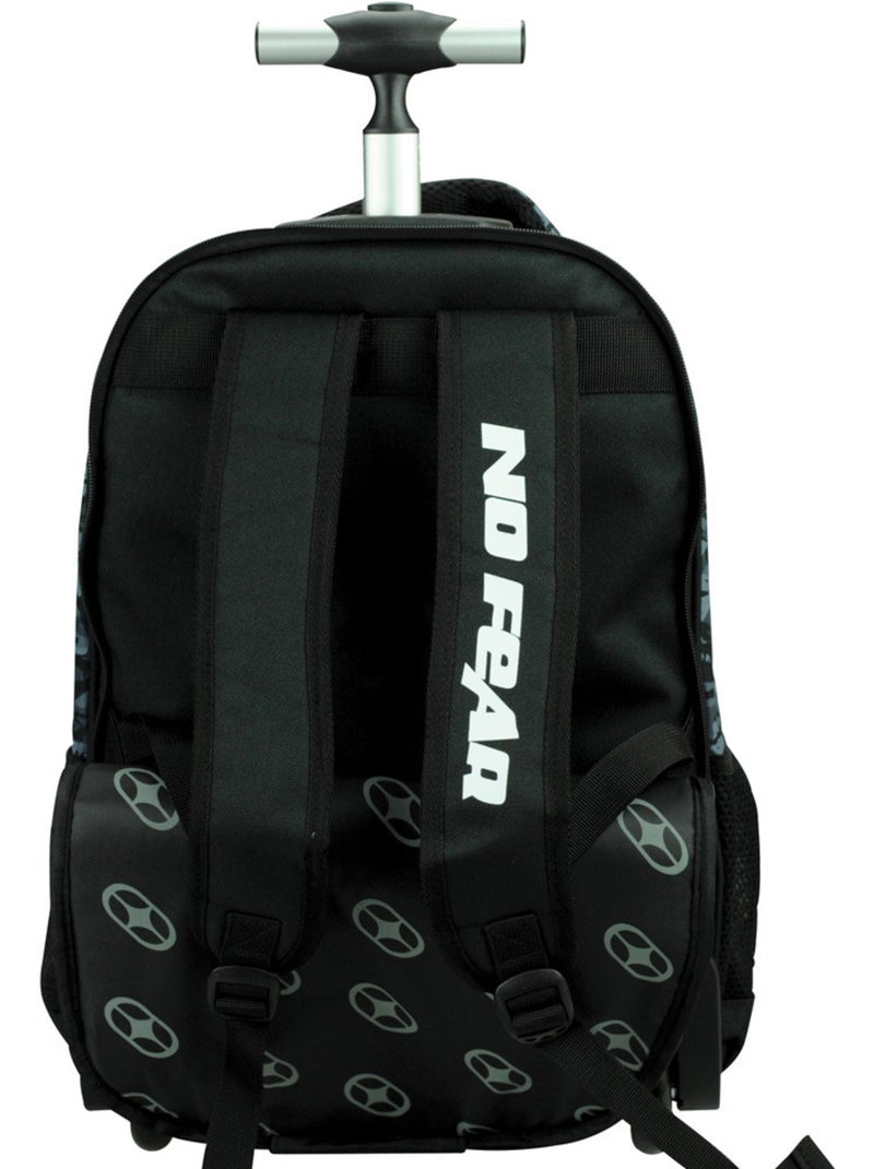 Sac à Dos à Roulettes No Fear Robot 48 CM - Trolley Scolaire Noir Blanc Gris - Kiabi